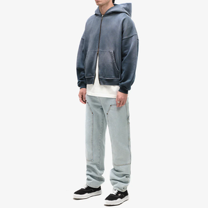 Men Winter Sun Faded Streetwear Hoodie Double Side <b>Puller</b> Zipper Stonewashed Custom Wash Cotton Fashion Hooded - Product Image 5