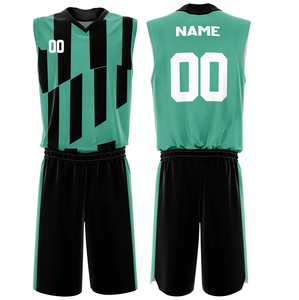 Uniformes de basket-ball personnalisés pour hommes en gros, 100 % polyester, imprimés par sublimation, séchage rapide, respirants, anti-humidité, coupe courte - Product Image 4