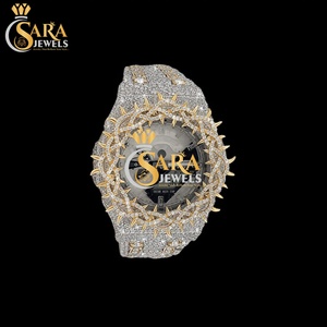 Montre en cuir de luxe de qualité supérieure avec diamants Moissanite pour tenue de cérémonie et usage quotidien, disponible à prix d'exportation - Product Image 1