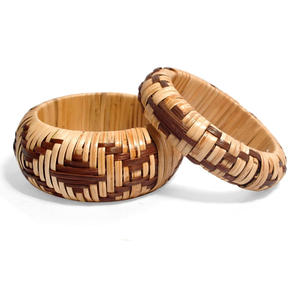 Bracelets en rotin tressés à la main, vente en gros, ODM accepté, bracelets ronds, prix bas - Product Image 5