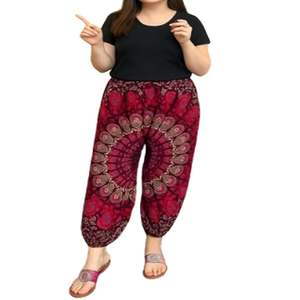 Verano verde Harem Pantalones altos holgados afgano gitano Boho rayón Unisex Yoga pantalón elegante Mandala diseño cómodo algodón - Product Image 1