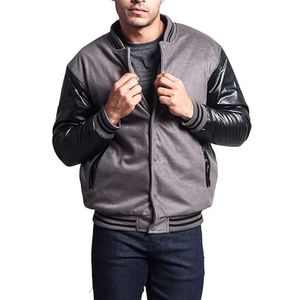 Blouson universitaire rouge et noir à manches contrastées, style baseball, en mélange de laine, pour homme - Product Image 6