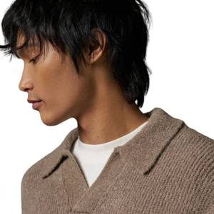 Polo de Manga Larga de Punto Bouclé Marrón, Cálido y Moderno, Diseño Clásico con Tela de Punto Suave - Product Image 4