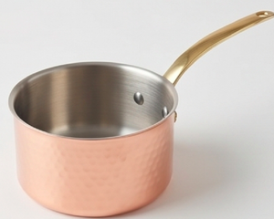 Copper Sauce <b>Pan</b> With Hammered Design And Lid Handmade Vintage Style For Home Kitchen Use And Induction Cooker Use - Product Image 2