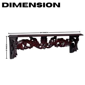 Étagère murale en bois artisanale, étagère de cuisine, 24x5 pouces, étagère murale décorative sculptée pour salon, chambre et bureau - Product Image 2