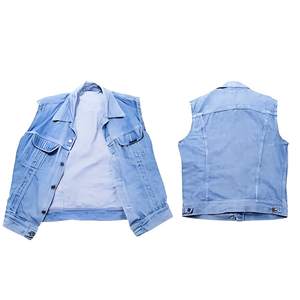 Denim <b>Vest</b> Jean Sleeveless Motorcycle Distressed Biker Black Blue <b>White</b> Oversized Cropped Plus Size Pockets Fringe Summer Casual - Product Image 3