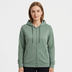 Sudadera con Capucha de Punto para Hombre, Color Sólido, Cierre Completo, Corte Regular, Informal, para Otoño - Product Image 2