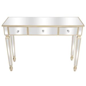 Consolle con Specchio e Tre Cassetti, Elegante Tavolo Consolle con Tre Cassetti per la Toeletta - Product Image 1