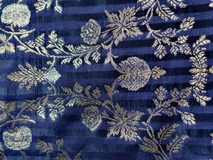 Tissu brocart de soie rayé brodé, jacquard tissé, pour rideaux et textiles de maison, poids moyen - Product Image 3