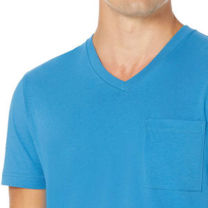 Camiseta Azul para Hombre, Diseño Sólido, Transpirable, de Algodón, Informal, de Manga Corta, para Verano - Product Image 5