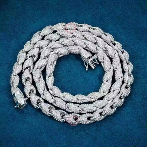 Rope Necklace Fine Jewelry Pendants & Charms 925 Sterling Silver Rhodium Plated Moissanite Luxury Chain Jewelry - Product Image 2