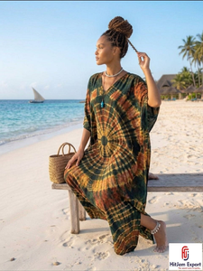 Women Printed <b>Kaftan</b> Dress Lightweight Comfortable <b>Beach</b> Wear Loose Fit Elegant Style Bulk Supply for Brands - Product Image 4