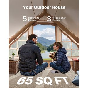 Tenda Gonfiabile per 3-5 Persone Facile da Montare per Campeggio, in Oxford 300D, Tenda Glamping 4 Stagioni con Pompa Manuale e Compatibilità Stufa - Product Image 3