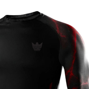 Black Full Sleeve Rash Guard With Red Pattern Print For Men Quick Dry Spandex Polyester <b>Grappling</b> Shirt - Product Image 6