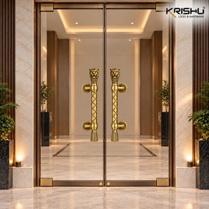 Manijas de Puerta de Vidrio Resistentes con Cabeza de León de Latón de Lujo KRISHU para Uso en Exteriores y Hoteles - Product Image 4