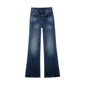 Pantalon en jean streetwear, tissu doux, coupe confortable, style léger pour femmes, pour un usage quotidien, décontracté et mode. - Product Image 1