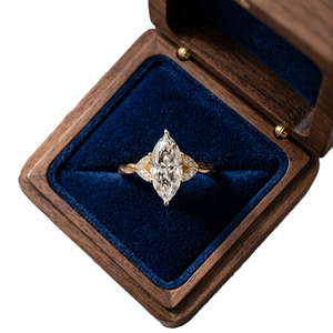 Superbe Bague de Mariage en Or Massif 10K 14K 18K, Motif Corde Torsadée, Diamant de Laboratoire Taille Marquise et Ronde, Style Minimaliste - Product Image 1