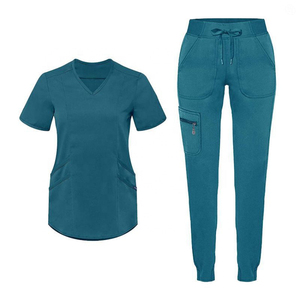 Wholesale Medical and Nurse Hospital Use Uniforms Women Sets Jogger Medical Spandex Nursing <b>Scrub</b> Short Sleeve Spa Uniform Set - Product Image 6