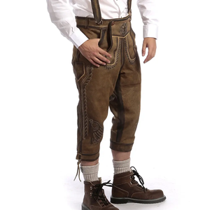 Ensemble chemise et pantalon Lederhosen allemands et autrichiens, aspect cuir vieilli vintage. - Product Image 1