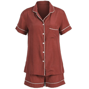 Custom Women's Solid Spring Breathable Summer Casual Pajamas 2pcs Sleeveless Sleepwear Set Strapless Front Logo <b>High</b> Quality - Product Image 1