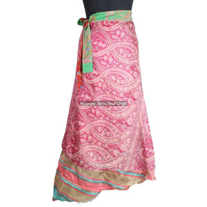 New Skirts Vintage <b>Beach</b> Wear Wrap Skirt Silk Printed Sari <b>Magic</b> Wrap Reversible Silk <b>Magic</b> 38 Inch Long Wrap Skirt Halter Tube - Product Image 2