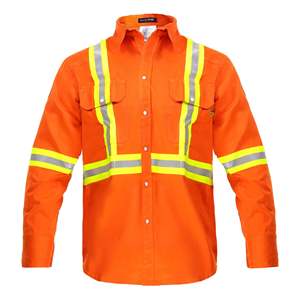FR เสื้อผ้านิรภัย Hi Vis-88% c/ 12% N 7ออนซ์เสื้อทนไฟสีส้มกลางขนาดกลาง - Product Image 1