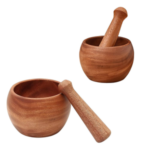 Molinillo de Madera Maciza 67, Juego de Mortero y Pilón de Madera Natural, Ecológico, Manual, para Cocina, Herramienta para Moler Hierbas y Especias - Product Image 5