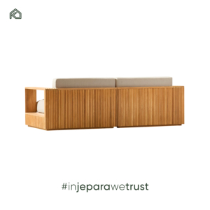 Conjunto de Muebles de Jardín de 4 Piezas en Madera de Teca, Impermeables, con Cojines Blancos, para Hotel o Resort, Estilo Contemporáneo, March Expo - Product Image 5