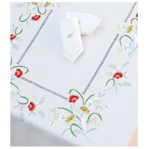 Manteles Modernos Blancos Personalizados al por Mayor, 100% Algodón, Bordados con Flores, Duraderos, Lavables, en Tamaños Completos, Cuadrados, Redondos y Rectangulares - Product Image 4