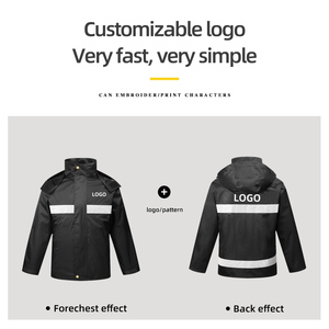 Ensemble imperméable noir en PVC pour homme avec bandes réfléchissantes et capuche – Vêtements de travail et de pluie réfléchissants – Vente en gros - Product Image 3