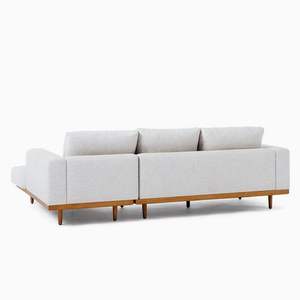 Canapé d'angle moderne en teck massif avec cadre en bois, coussins rembourrés en tissu épais et accoudoirs rembourrés pour salon intérieur - Product Image 6