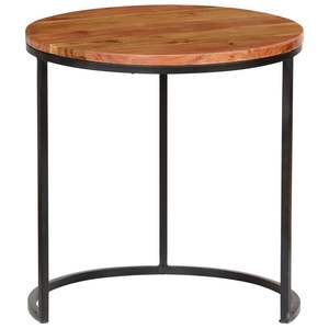 Set di 3 tavolini da caffè in legno di acacia e acciaio, vari toni di legno - Product Image 6