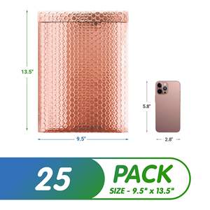 Mailer a bolle in oro rosa metallizzato 9.5X13.5 pollici confezione da 25 Poly mailer opaca chiusura autosigillante busta cosmetica impermeabile - Product Image 2