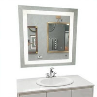Miroir de salle de bain LED anti-buée tactile pour la maison, miroir mural encadré de luxe pour hôtel cinq étoiles