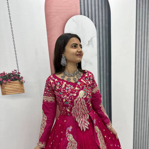 Pure Vichitra Sequence Work Lehenga ShrugSet Vichitra Silk Heavy Sequence & Thread Embroidery Work Top Lehenga With <b>Shrug</b> Set - Product Image 1