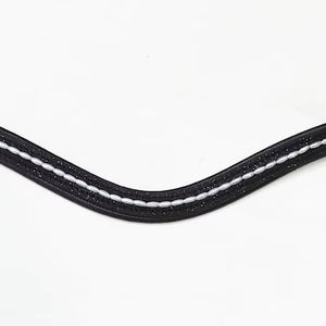 Brida para Caballo Rub International Premium de Cuero Negro, Cómoda, Personalizable, Acolchada, con Perlas Blancas y Forma de Ola Elegante - Product Image 4