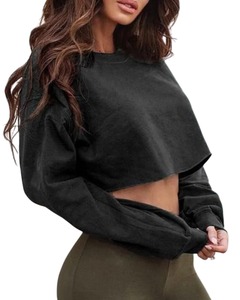 Sweat-shirt court sportif pour femme, léger et doux, à manches longues, parfait pour la salle de sport, le yoga, la course à pied ou les tenues décontractées - Product Image 2