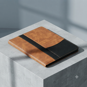 Carnet de notes de direction Aurelux en cuir marron et noir de qualité supérieure avec pochette avant et emplacements pour cartes, reliure rigide pour l'écriture quotidienne au bureau - Product Image 4
