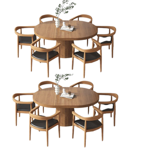 Ensemble de table à manger ronde en bois massif de design moderne et luxueux de qualité supérieure pour usage commercial dans les restaurants Fabriqué en Indonésie - Product Image 5
