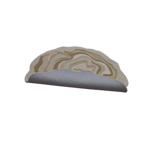 Tapis moderne en laine tuftée à la main, épais et rembourré, motif abstrait, design carte topographique beige et marron neutre, tapis 3D doux - Product Image 2