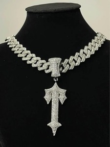 Trendy Elegant Cuban Link <b>Chain</b> Diamond Pendant with <b>Cross</b> Arrow Sparkling Iced Out Jewelry for <b>Mens</b> Party Wear Or Daily Use - Product Image 3