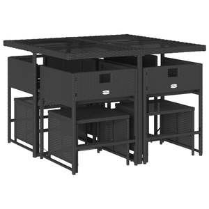 Ensemble de salle à manger de jardin pliable 8 places en rotin PE noir - Product Image 4