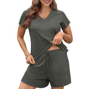 Ensemble d'été léger pour femme en jersey extensible doux à manches courtes, coupe classique, tissu confortable pour le quotidien - Product Image 6