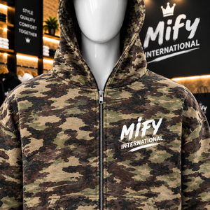 Nouveau Hoodie Zippé Premium 2026 en Gros avec Logo Sérigraphié, Hoodie Camouflage Oversize Décontracté pour Hommes - Product Image 2