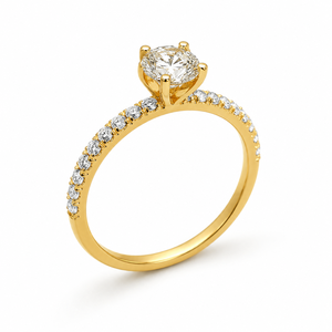 แหวนหมั้นทองคำแท้ 14k ประดับโมอิสซาไนต์ทรงบริลเลียนต์ ฝังแบบ Pave Setting ดีไซน์หรูหราคลาสสิก เครื่องประดับชั้นดีสำหรับผู้หญิง - Product Image 1