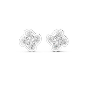Boucles d'oreilles de fiançailles en or blanc 14 carats avec diamant rond cultivé en laboratoire pour femmes |   Nouveau diamant cultivé - Product Image 1