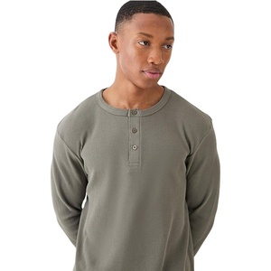 Camiseta de Manga Larga para Hombre, Nueva, Estilo Urbano, Cuello con Botones, 100% Algodón, Corte Regular, Anti-Pilling, Secado Rápido, Transpirable, de Alta Calidad OEM, 180g - Product Image 3