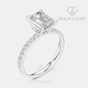 แหวนเพชรทรงเหลี่ยมมรกต 1.31 กะรัต รับรองโดย IGI เพชรเพาะเลี้ยง 14K ทองคำขาว สี F+ ความสะอาด VS+ แหวนสัญญา ของขวัญสำหรับผู้หญิง - Product Image 2