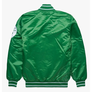 Chaqueta Bomber Universitaria Personalizada de Satén Celtics Verde, Chaquetas Históricas de Fútbol Americano Universitario con Letras Personalizadas - Product Image 4