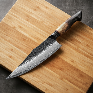 Nouveau couteau de chef Santoku en acier Damas 6-7,9 pouces, ambidextre, manche personnalisé en bois brûlé blanc, finition polie haute brillance, tranchant, style vintage - Product Image 5